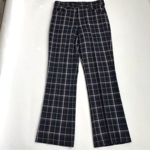EUVC Farah Vintage Navy/Yellow/Red/White Plaid Trousers Waist 31 Very Narrow